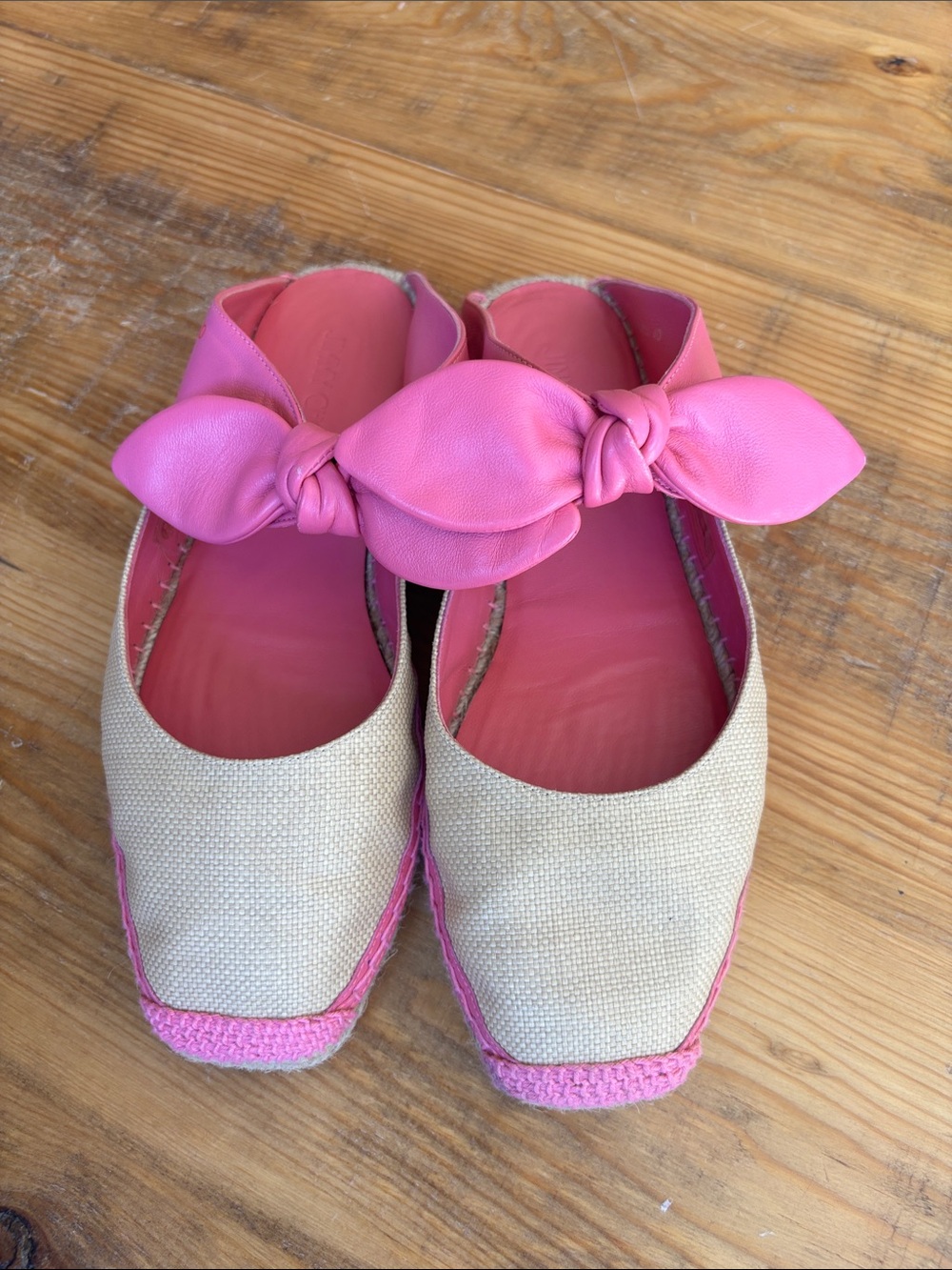 Jimmy Choo Pink Knotted Espadrille Flats